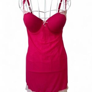 Victoria's Secret lingerie, babydoll 34D cup size, hot pink with lace
